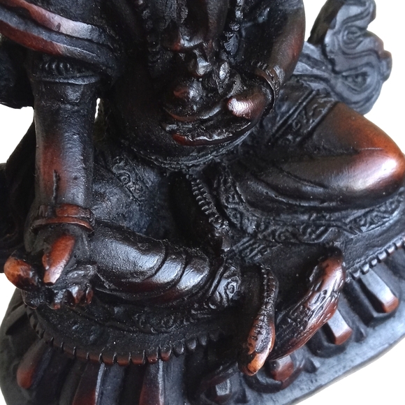 Antique Ganesh in Sitting Position Statue Figurine (Resin) 5 1/2” Tall - Picture 11 of 14